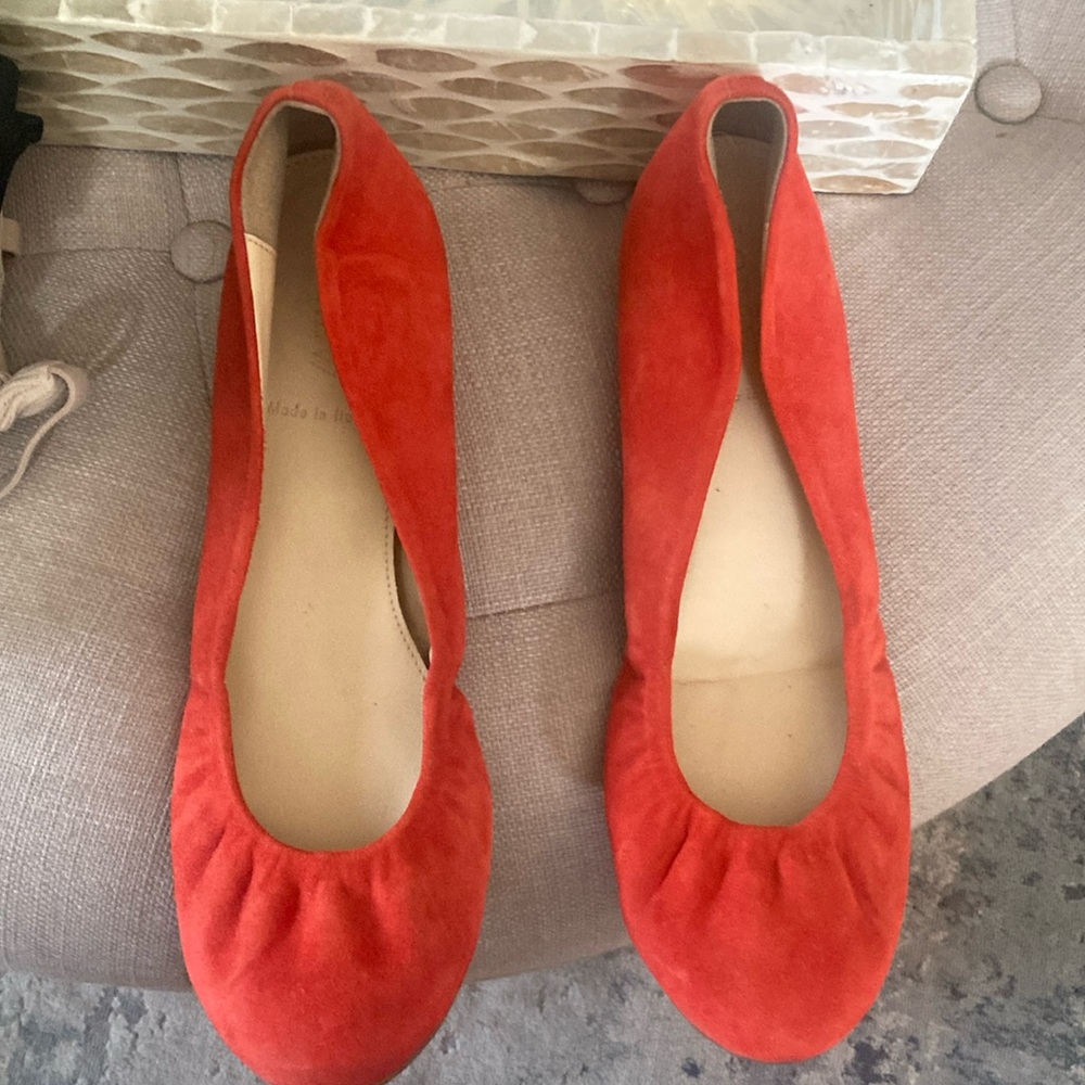 J. Crew Red Suede Loafers Classic Flats